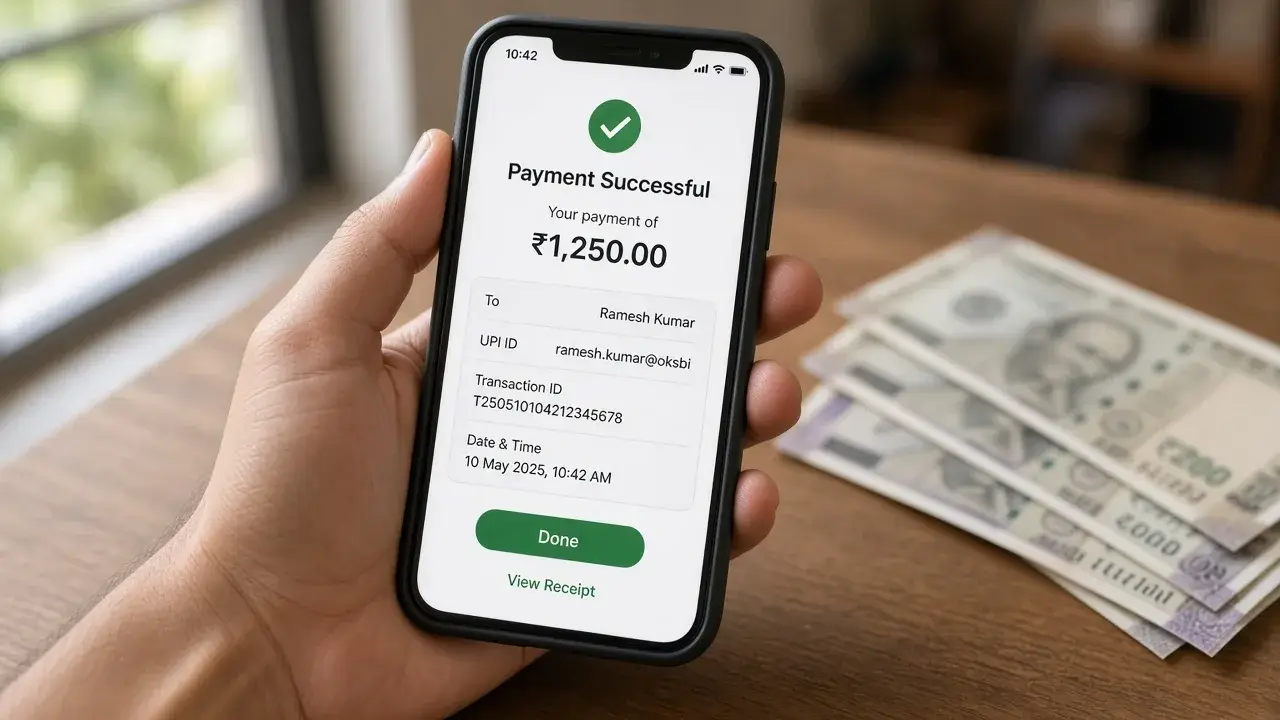 UPI payment on a phone