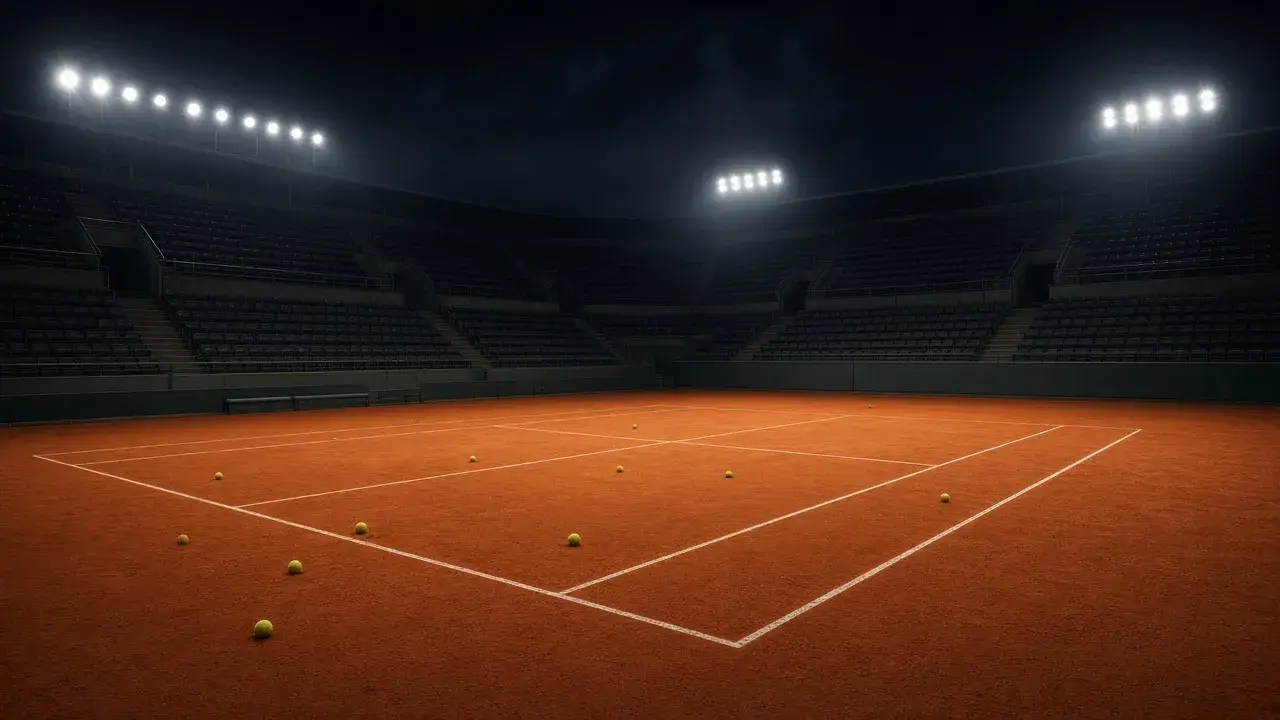 Tennis court at night