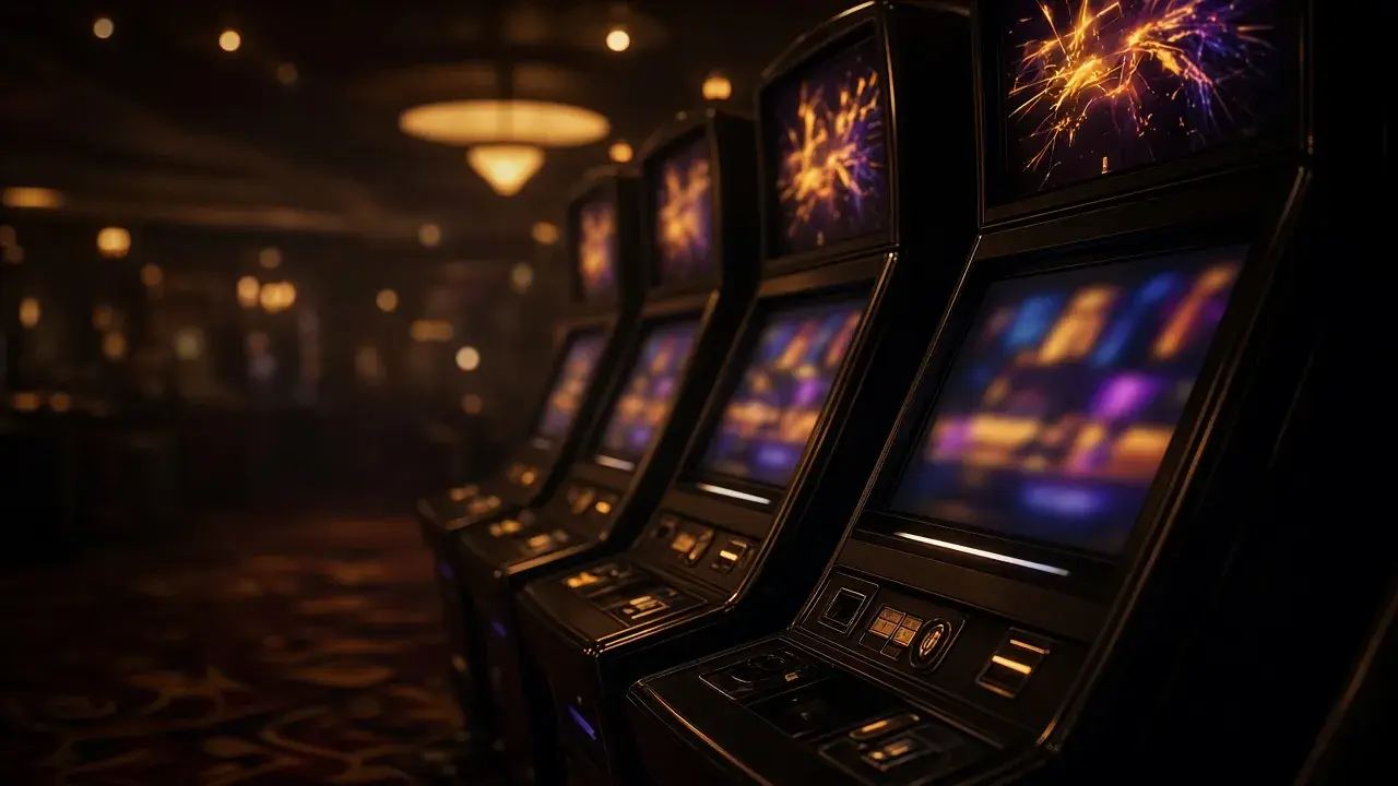 Slot hall in amber light
