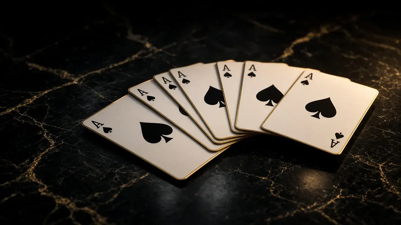 Cards on black marble